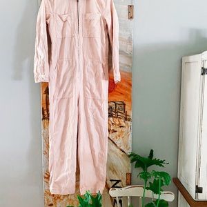 Madewell Zip Front Pastel Pink Cotton Jumpsuit